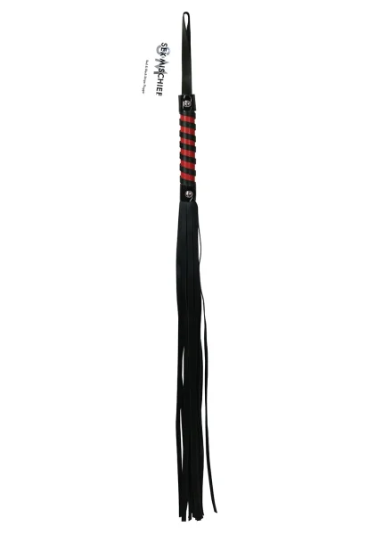 Sex & Mischief Faux Leather Red & Black Strips Flogger
