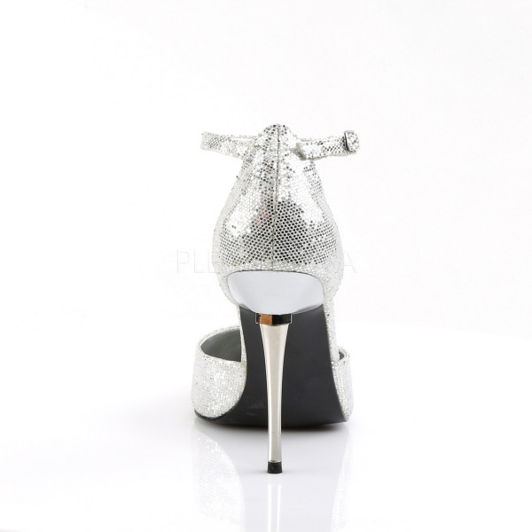 4 inches Metal Stiletto Heel Ankle Strap Pointed Toe d\'Orsay Pump — image 4 of 16