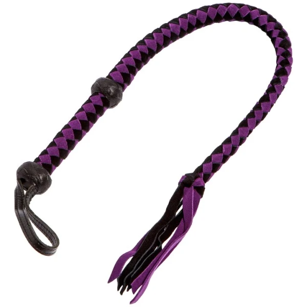 Bondara Luxe Harlequin Suede Purple & Black Bull Whip – 31 Inch