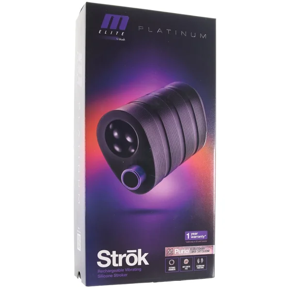 M Elite Platinum Strok Vibrating Rechargeable Silicone Double Ended Penis Masturbator By Blush - Black