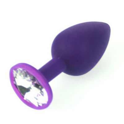 Golden Metallic Anal Plug Small With Purple Diamond Purple