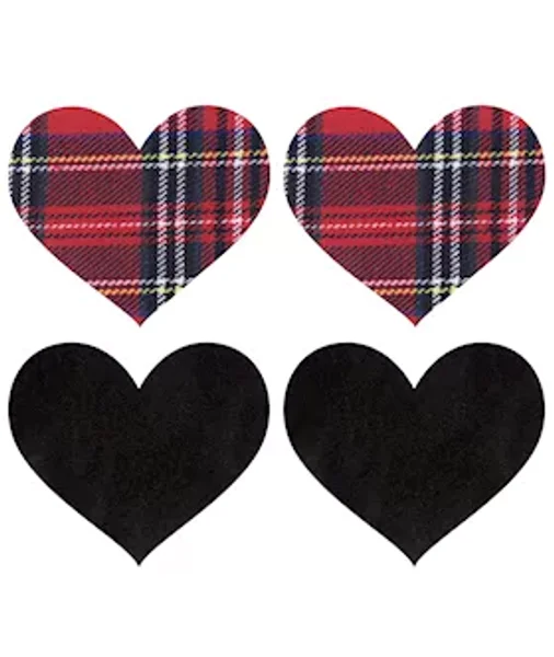 Schoolgirl Heart Pasties - Black/red — image 2 of 2