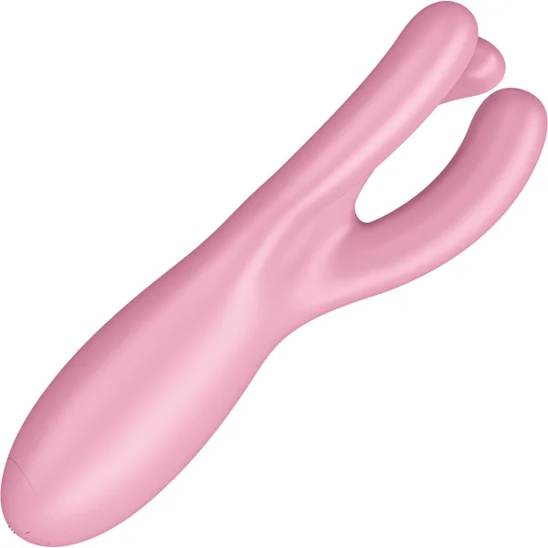 Satisfyer Threesome 4 Rechargeable Waterproof 12-Function App Enabled Dual Stimulation Vibrator - Pink