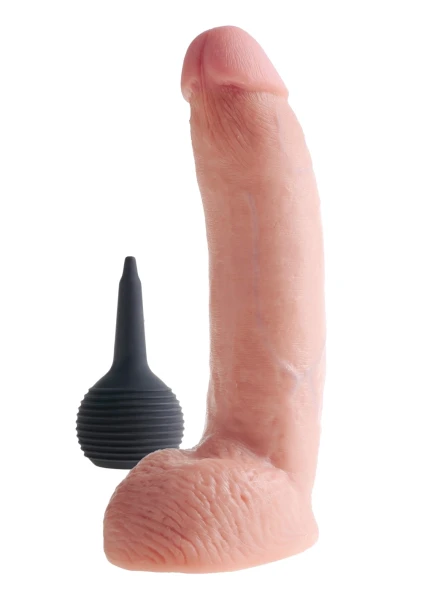 King Cock 9" Squirting Cock With Balls - Vanilla