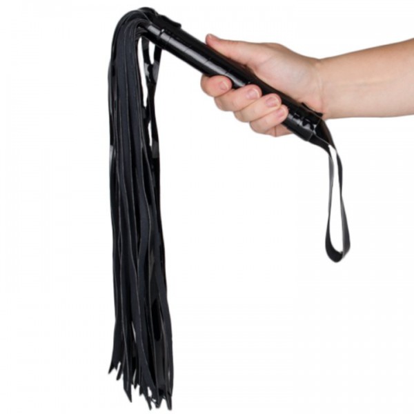 Bondara Black Patent Faux Leather Flogger – 21 Inch