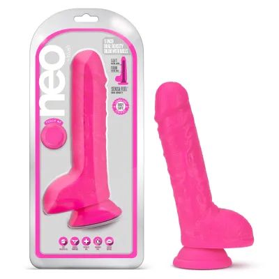Neo 9 Inch Dual Density Dildo Neon Pink