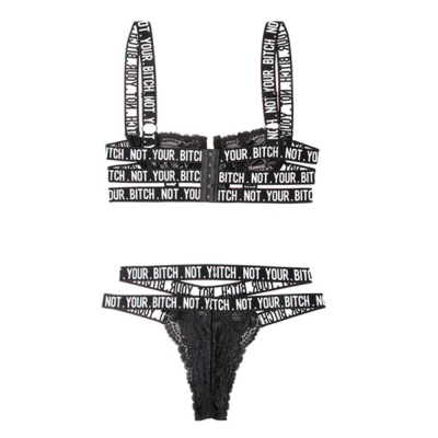 Vibes Not Your Bitch Lace Bra Cutout Panty Black