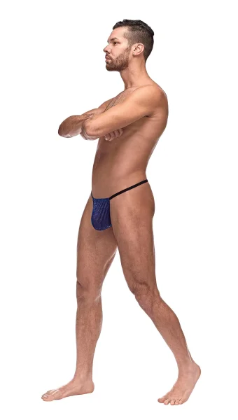 Men's Lingerie - Diamond Mesh Posing Strap - One Size - Navy