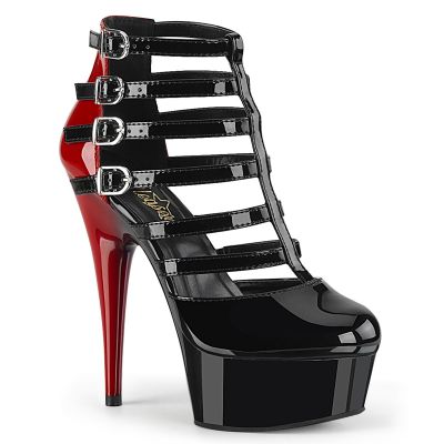 6 inches Heel 1 3 4 inches PF Two Tone Buckled Strappy Cage Bootie