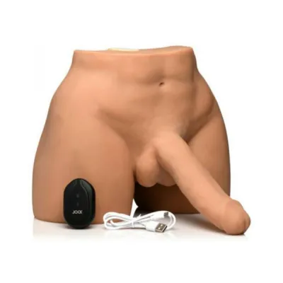 Sex Dolls Jock Vibrating Squeezing Male Masturbator With Posable 7 In Dildo Medium