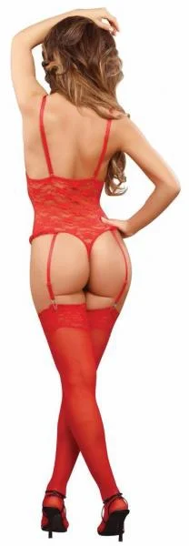 Luv Lace Cupless Crotchless Teddy Red L/XL — image 6 of 8