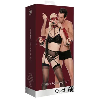OUCH Luxury Bondage Kit Burgundy 10 Piece Set