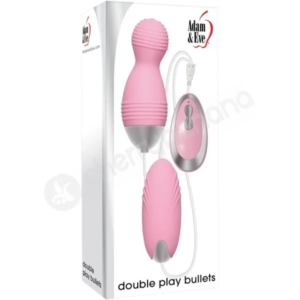 Adam & Eve Double Play Pink Bullets With Wired Remote