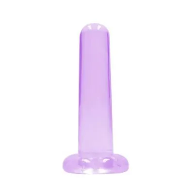 Realrock Crystal Clear Non realistic Dildo With Suction Cup 5 3 In Purple