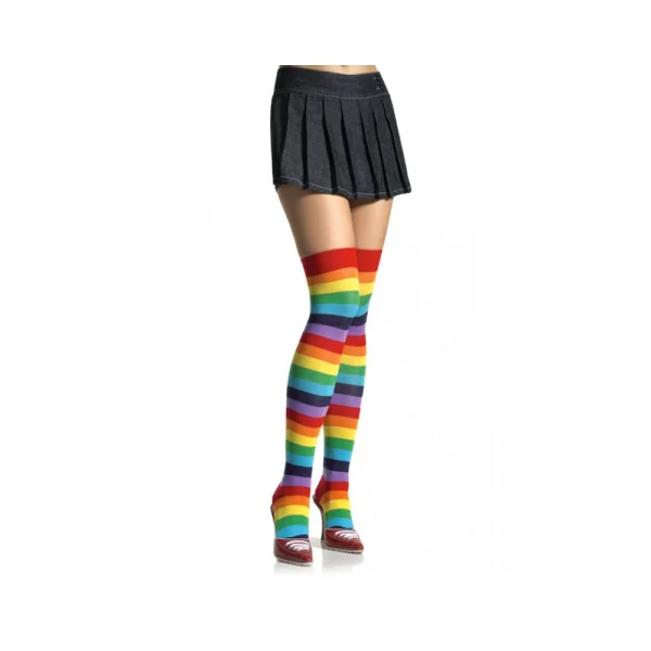 Lycra Acrylic Rainbow Thigh High Stockings O/S — image 2 of 3