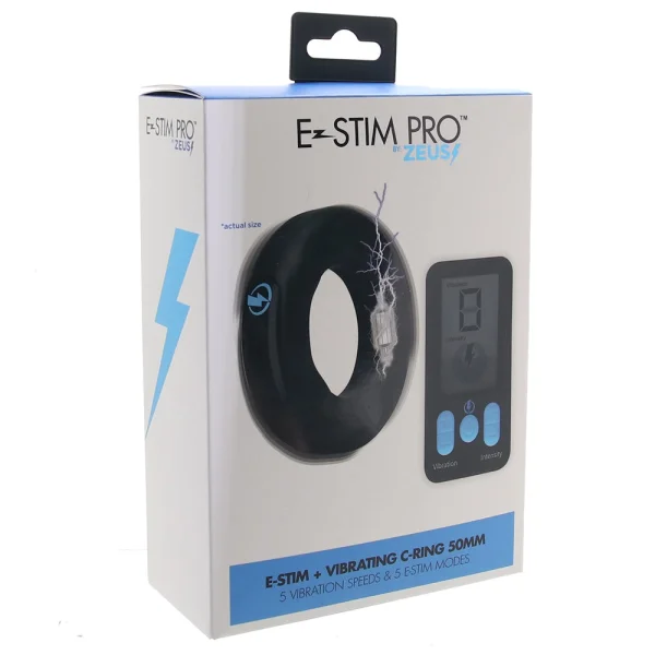 Zeus Electrosex E-Stim Pro Vibrating Silicone Cock Ring with Remote 50 mm