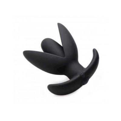 Sprouted 10x Silicone Vibrating Anchor Anal Plug Black 4 Inch