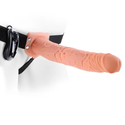 Fetish Fantasy Series 11 Inch Vibrating Hollow Strap On Flesh 2 x AA