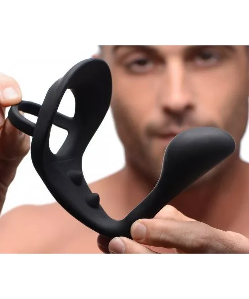 Excursion Silicone Triple Stim Anal Plug with Cock and Ball Ring — image 7 of 17