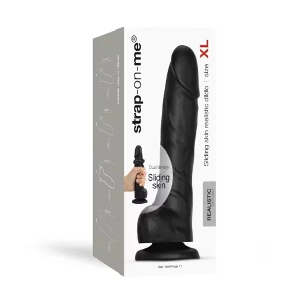 Strap On Me Sliding Skin Realistic Black XL Dildo