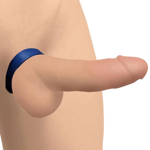 Leather and Velcro Cock Ring - Blue
