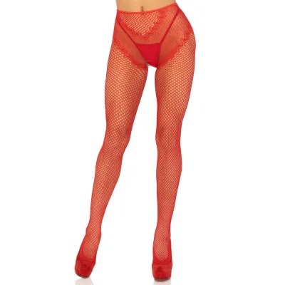 French Cut Crotchless Fishnet One Size Red