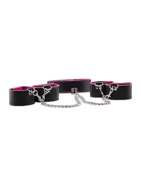 Reversible Collar Wrist & Ankle Cuffs - Pink