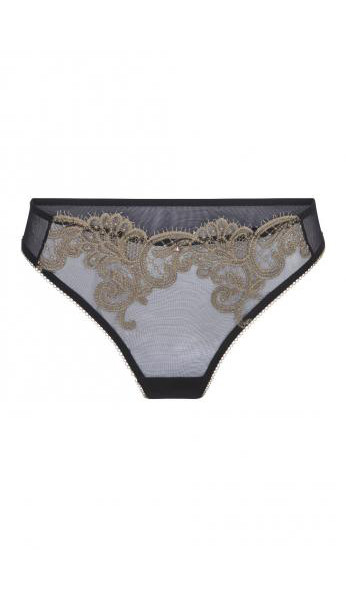 Sensual Thong With Lace - Black / Gold - Small