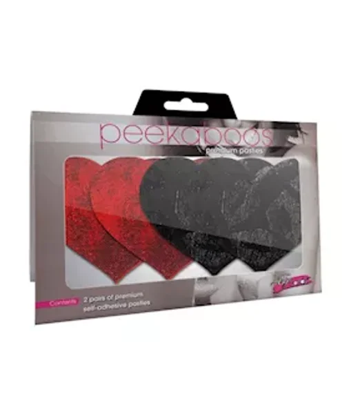 Stolen Kisses Hearts Pasties - Red/black — image 2 of 2