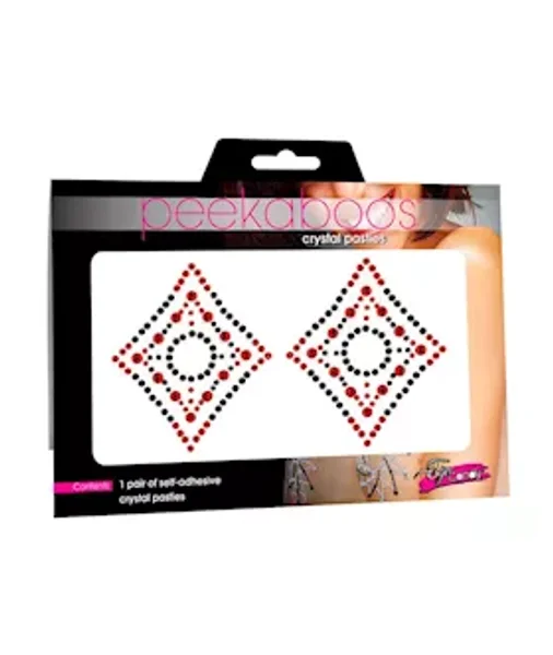 Crystal Diamond Rhinestone Pasties - Red/black — image 2 of 3