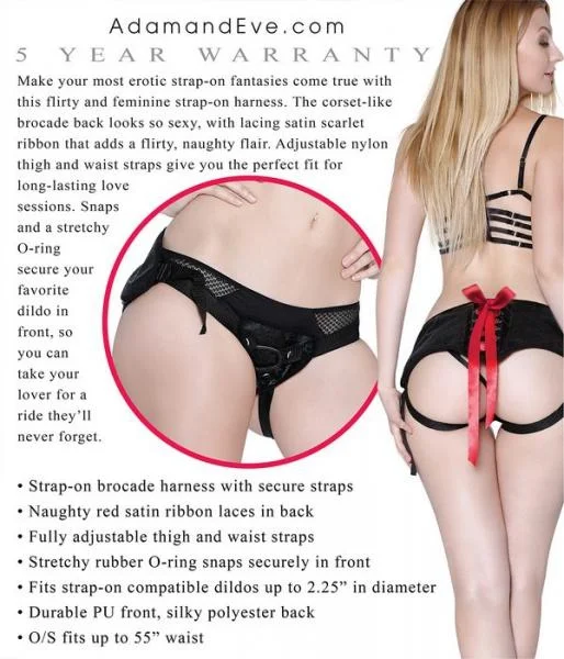 Red Ribbon Harness Strap On O/S
