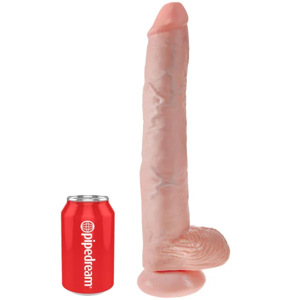 King Cock 14" Suction Cup Dildo With Balls - Vanilla