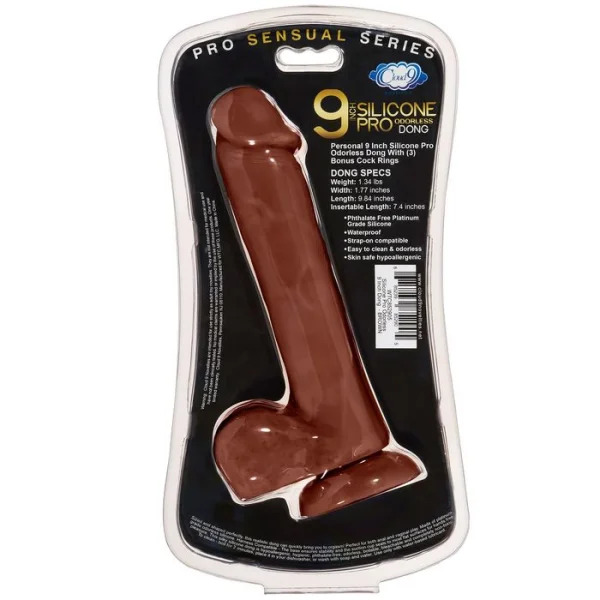 Cloud 9 Pro Sensual Premium Silicone 9 Inch Suction Cup Dildo - Chocolate