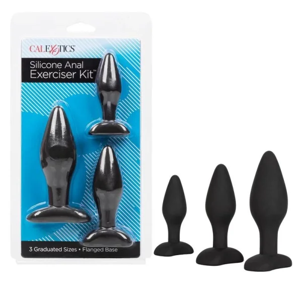 CalExotics Silicone Anal Exerciser Kit - 3 Butt Plugs for Anal Training