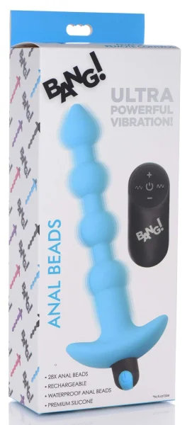 Bang - Vibrating Silicone Anal Beads and Remote Control - Blue