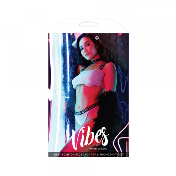 Vibes Resting Bitch Face Crop/pnty Set Gry L/xl