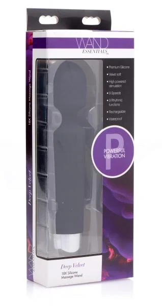Deep Velvet 18X Silicone Massage Wand Black