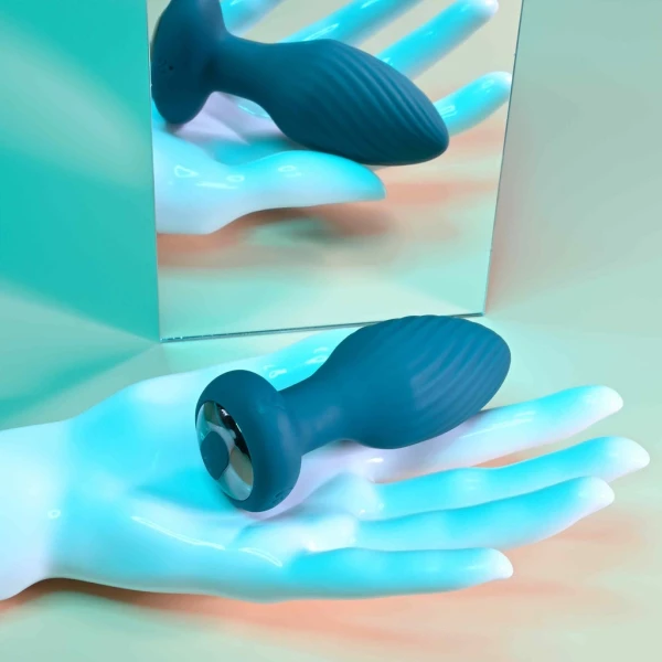 Playboy Pleasure Spinning Tail Teaser Silicone Rotating Vibrating Butt Plug With Remote - Evergreen