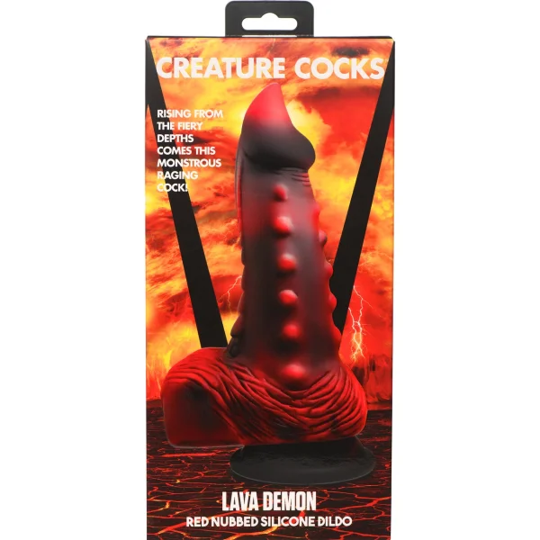 Lava Demon Thick Nubbed 7.8" Silicone Suction Cup Dildo By Creature Cocks