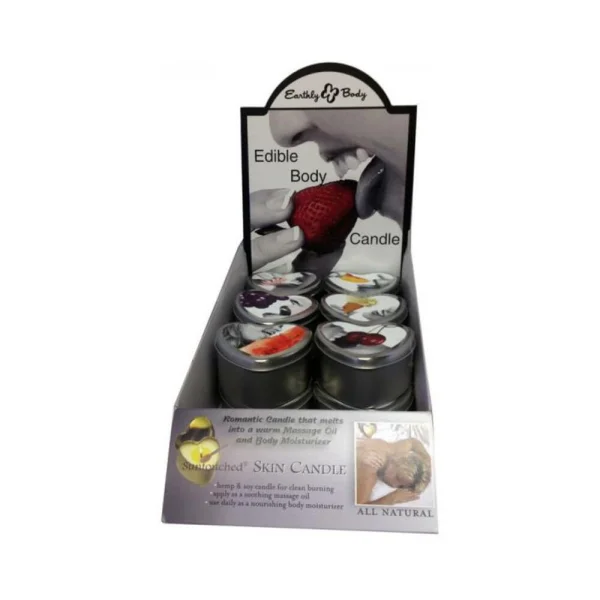 Earthly Body Edible Heart Candle Counter Display 12 Assorted