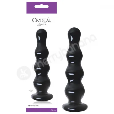 Crystal Ripples Black Rippled Butt Plug