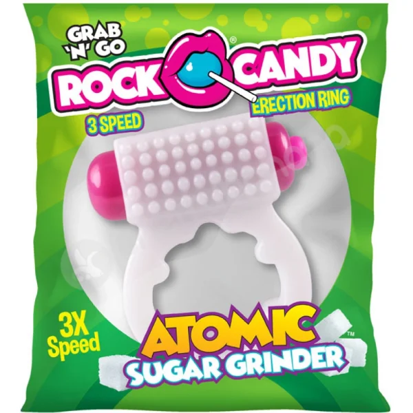 Rock Candy Atomic Sugar Grinder 3 Speed Vibrating White Cock Ring