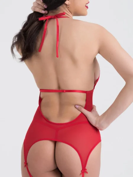 Lovehoney Red Peek-A-Boo Merry Widow Bustier Set 