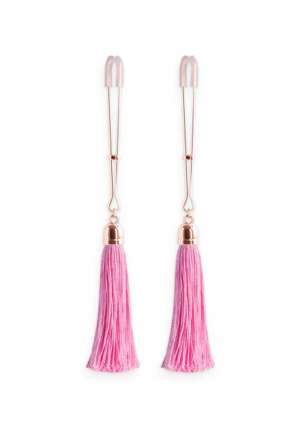 Bound Adjustable T1 Tassel Nipple Clamps by NS Novelties - Rose Gold & Pink
