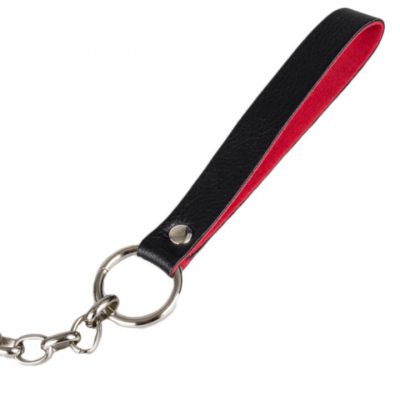 Bondara Black Faux Leather Red Suede Chain Leash