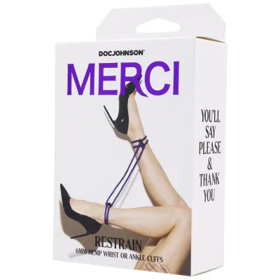 Merci Restrain 6mm Hemp Wrist or Ankle Cuffs Violet