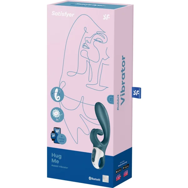 Satisfyer Hug Me Silicone Rechargeable Flexible App Enabled Dual Stimulation Vibrator - Steel Blue
