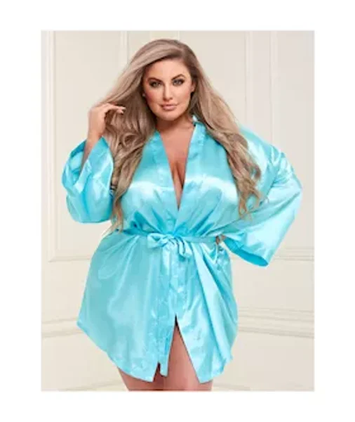 Silken Satin Robe - Blue - Os/xl — image 2 of 3