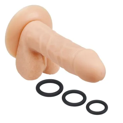 Pro Sensual Premium Silicone 6 Inch Dong With 3 Cockrings Flesh