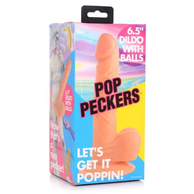 Pop Pecker 6 5 Inch Dildo With Balls Light